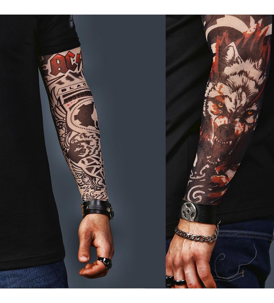A Set of 2  Tattoo Sleeves - AC DC and Wolf