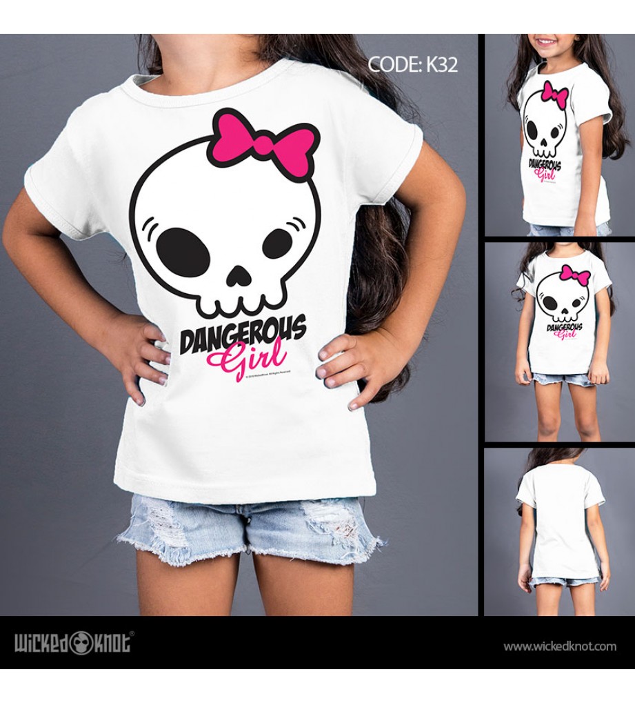 Dangerous Girl White - Girls T-Shirt