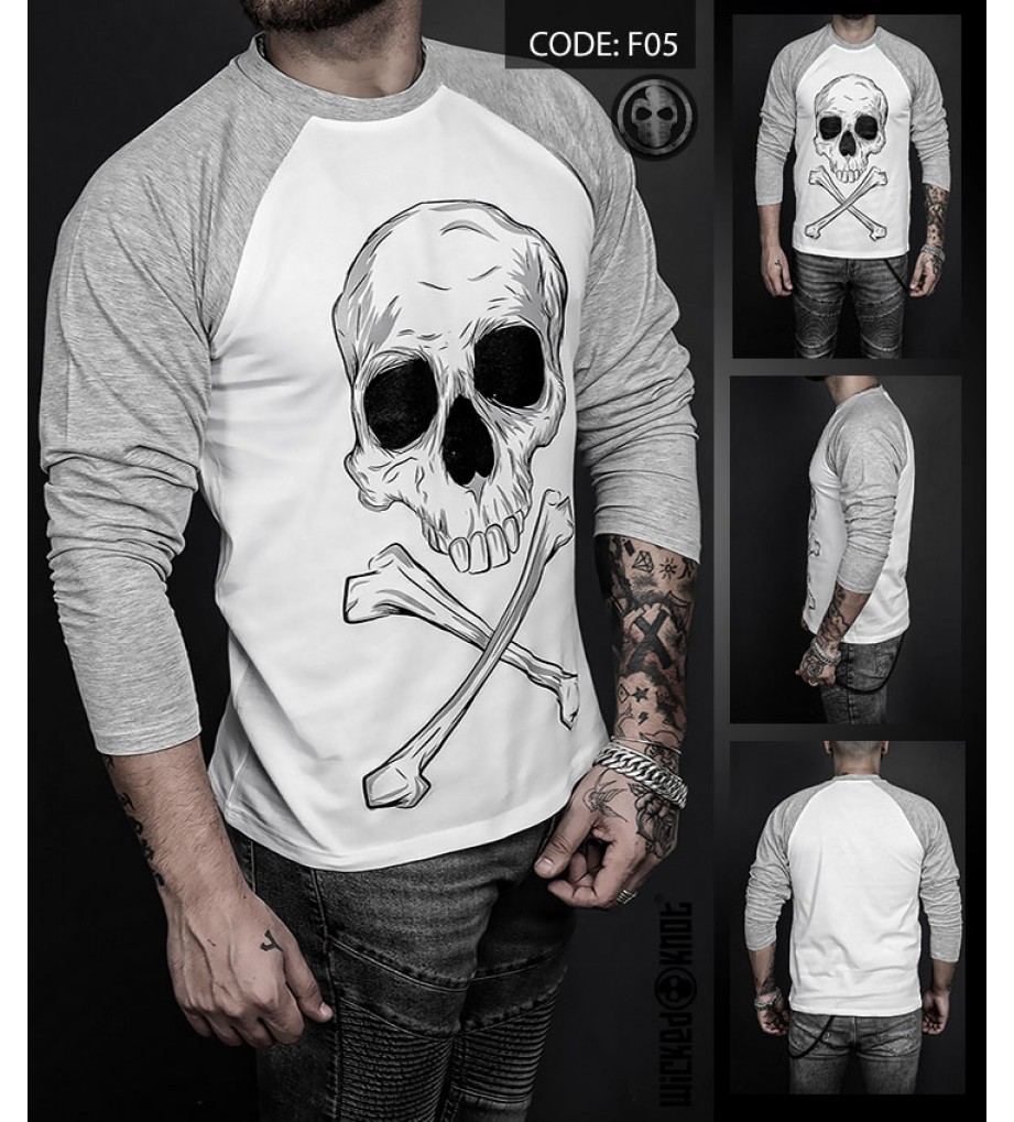 Raglan Skull  T-Shirt
