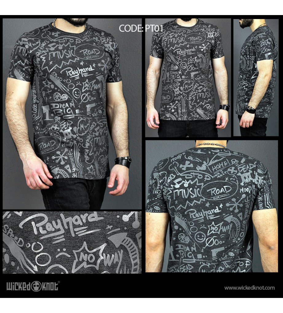 Deep Thinker - Charcoal-  Pattern  Printed  T-Shirt