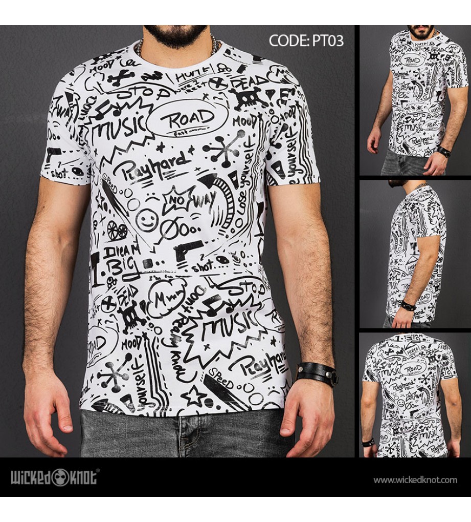 Deep Thinker - White -  Pattern  Printed  T-Shirt