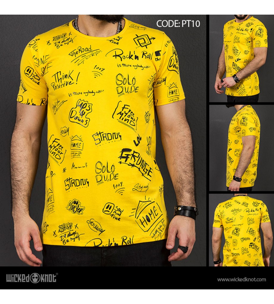 Deep Thinker - Yellow-  Pattern  Printed  T-Shirt