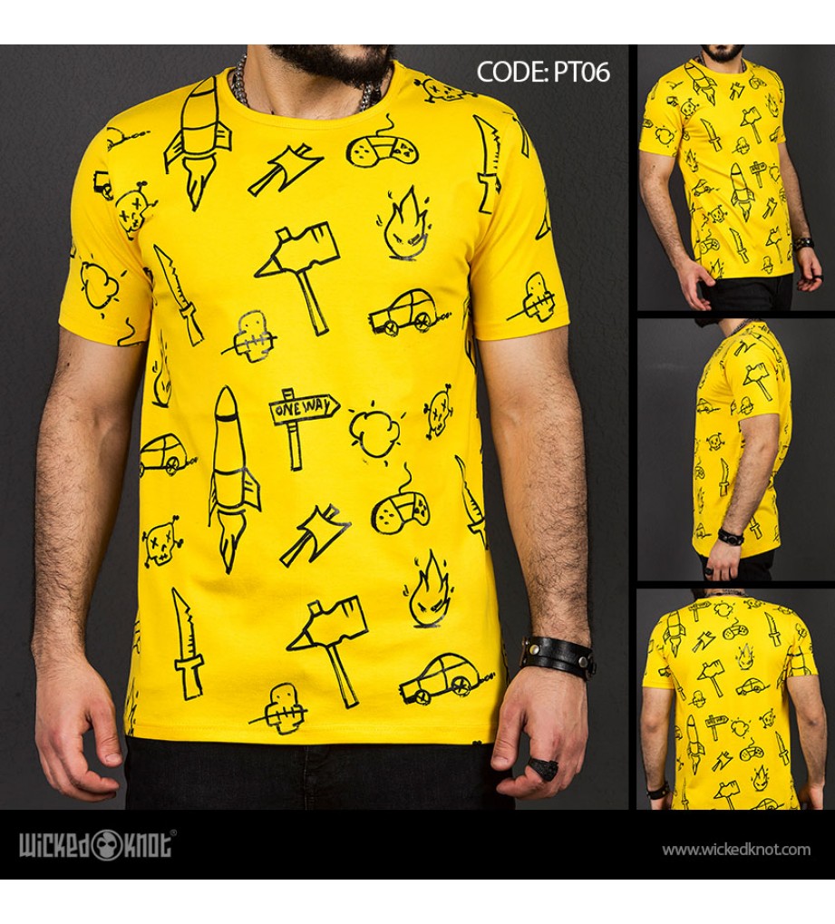 Manish - Yellow - Pattern  Printed  T-Shirt