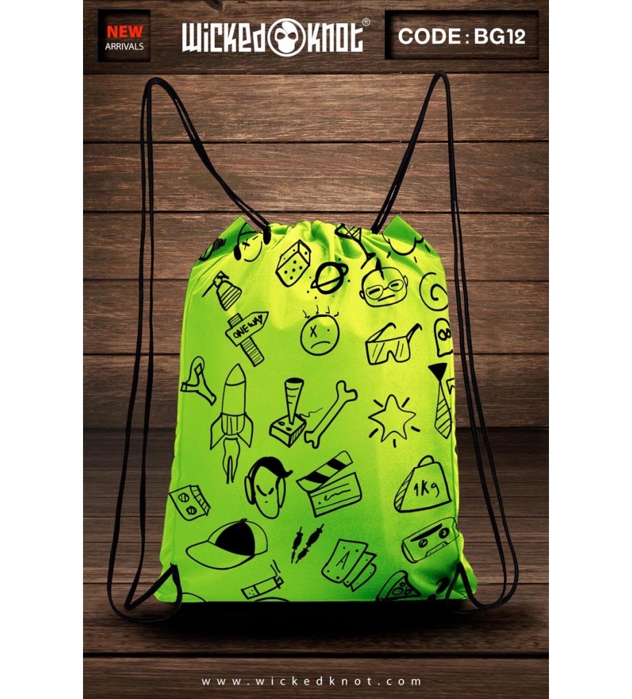 Patterned Neon Sake Bag